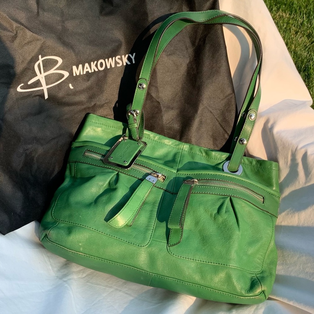 B. Makowsky Green Leather Handbag